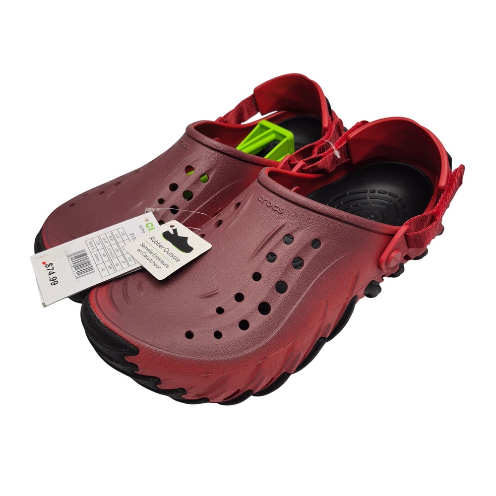 Crocs Echo Gum Ro Clogs Court Red Fade Men's Size 12 Shoes Rubber Outsole